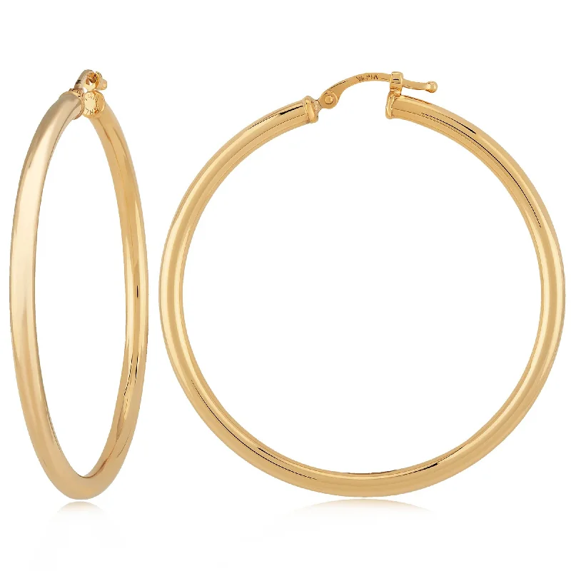 14k Gold 2.5x40mm Hoops