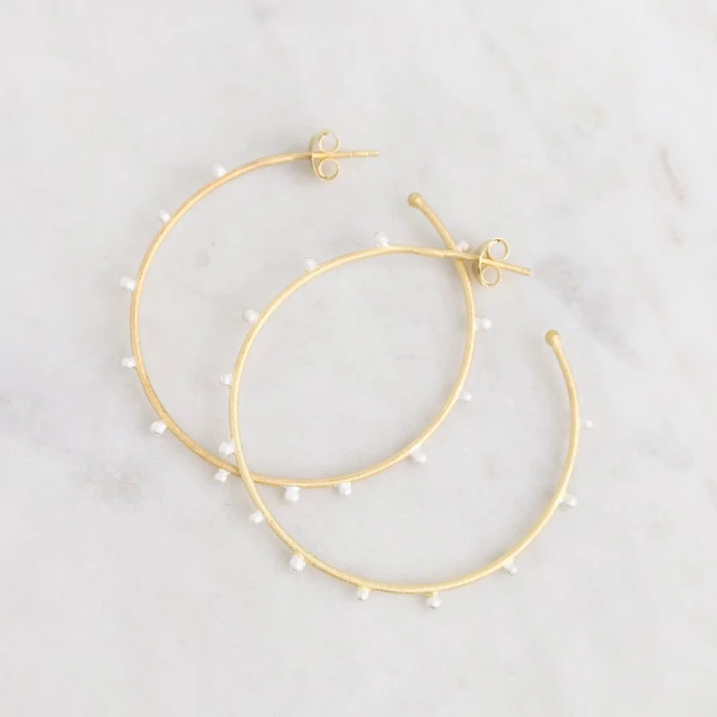 Gold Hoops with Silver Beads