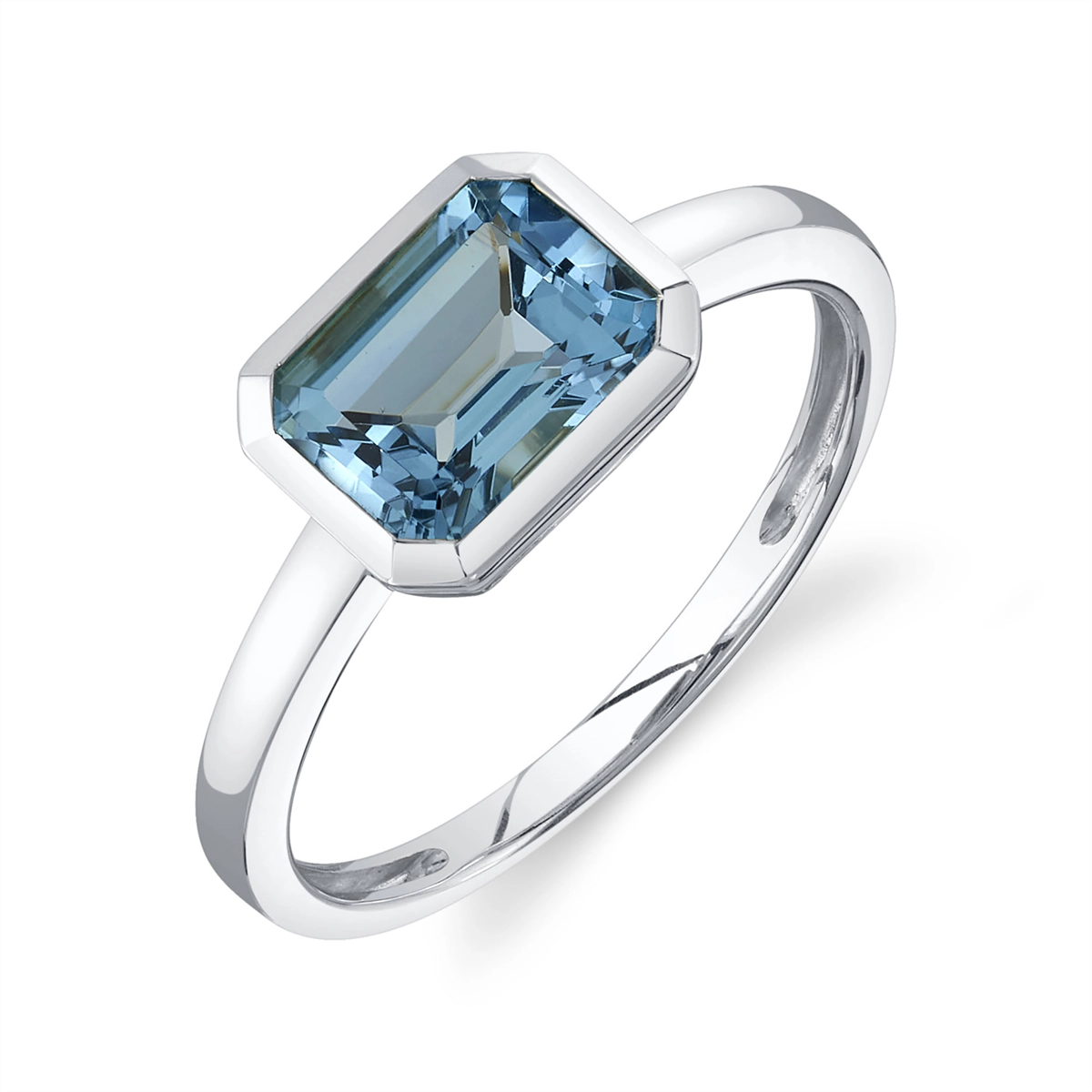 14K White Gold Blue Topaz Ring