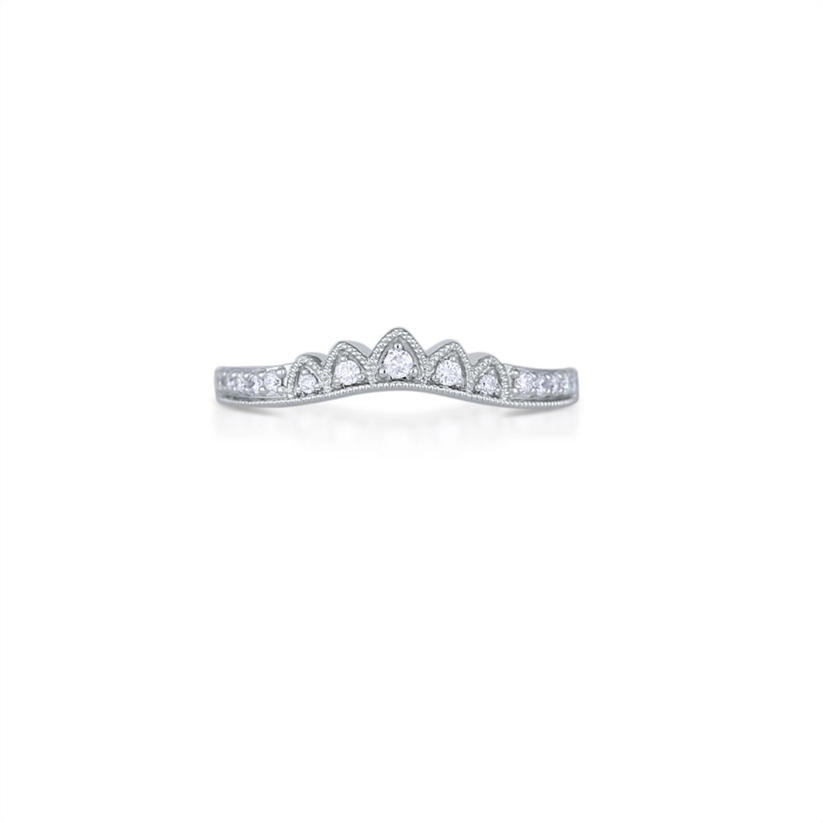 14K White Gold Curved Ring Band