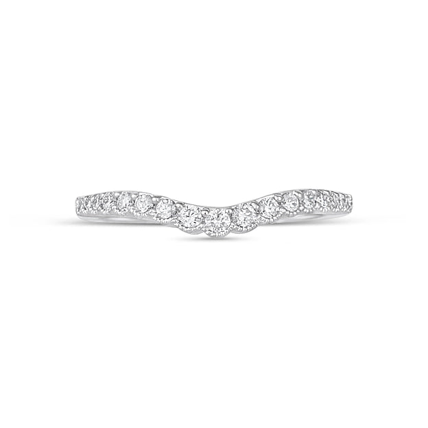 14K White Gold Curved Ring Band