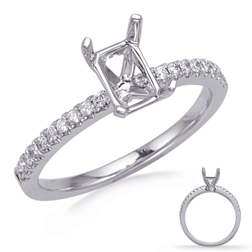 14K White Gold Diamond Semi-mount Ring