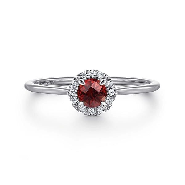 14K White Gold Garnet and Diamond Ring