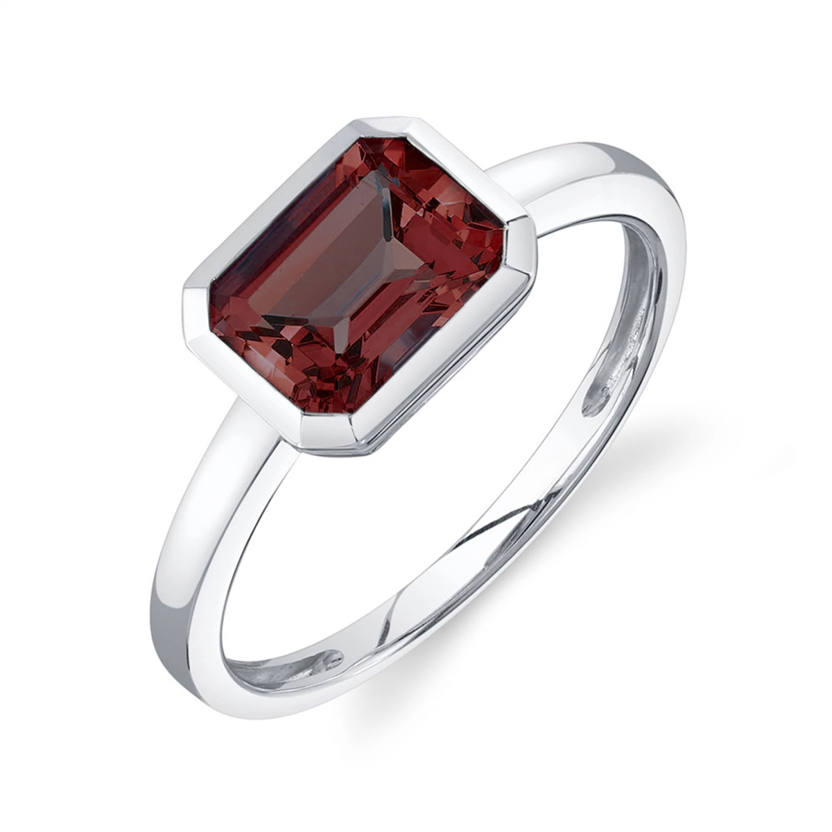 14K White Gold Garnet Ring