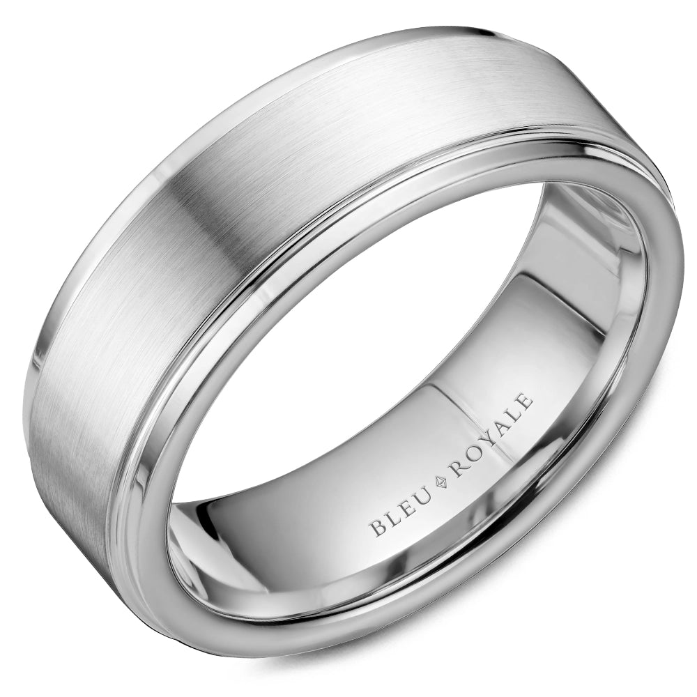 14K White Gold Mens Band