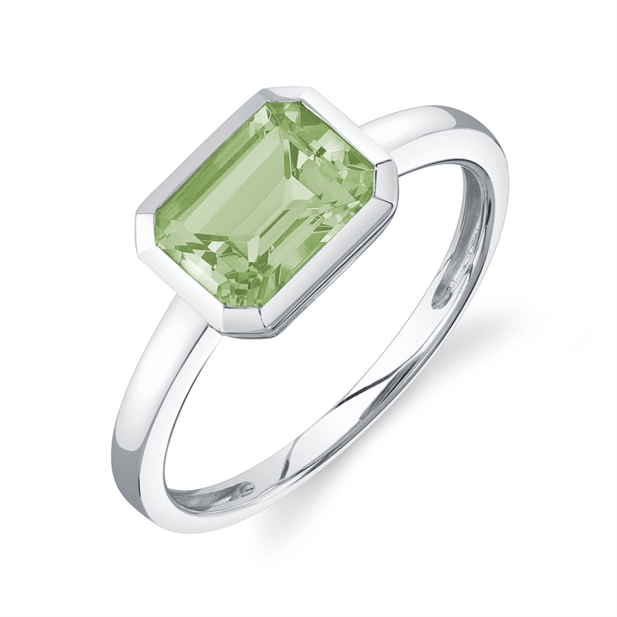 14K White Gold Peridot Ring