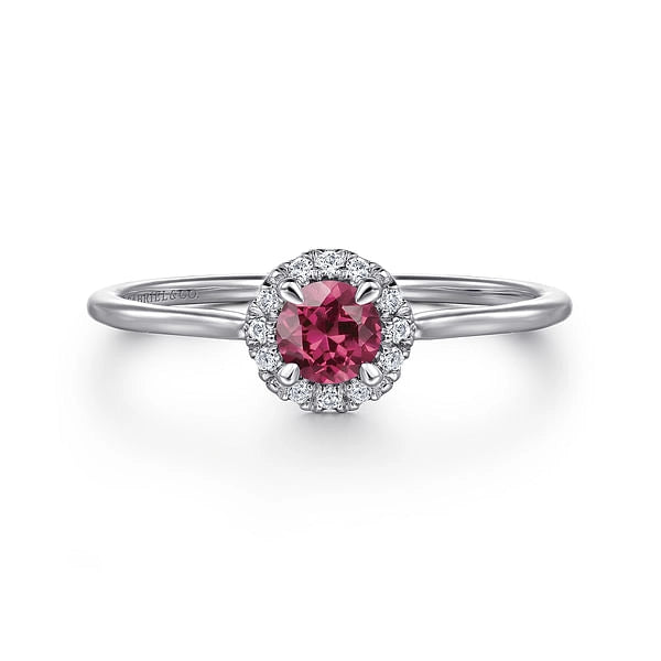 14K White Gold Pink Tourmaline and Diamond Ring