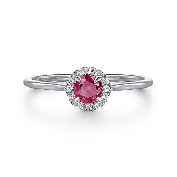 14K White Gold Ruby and Diamond Ring