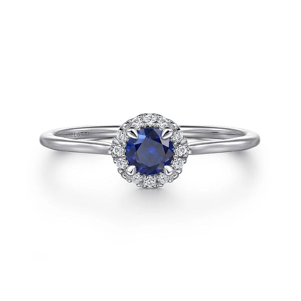 14K White Gold Sapphire and Diamond Ring