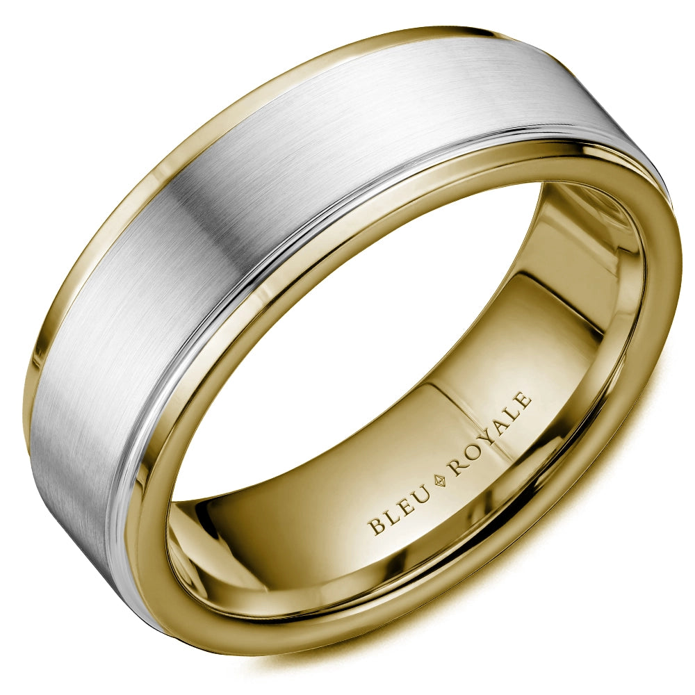 14K White & Yellow Gold Mens Band