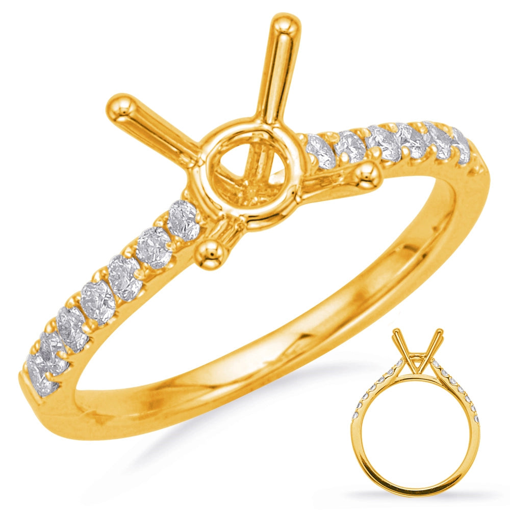 14K Yellow Gold Diamond Semi-mount Ring