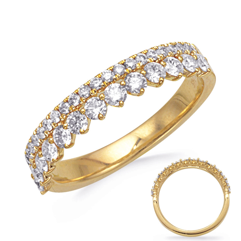 14K Yellow Gold Double Layer Diamond Band