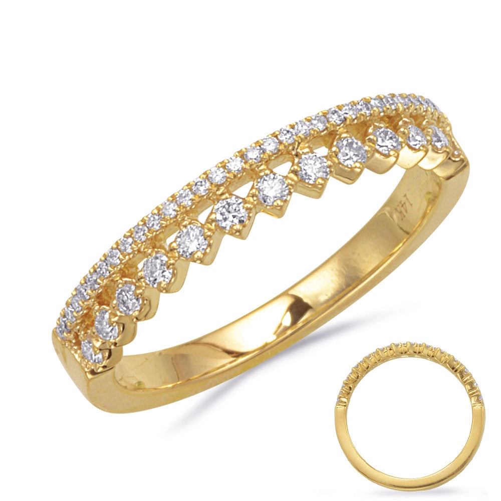 14K Yellow Gold Double Layer Diamond Band