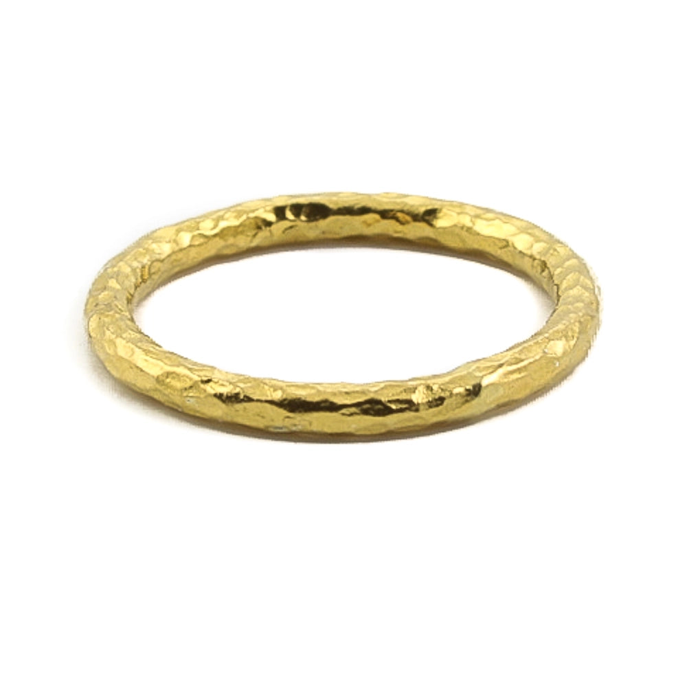 24K Yellow Gold 2mm Hammered Band