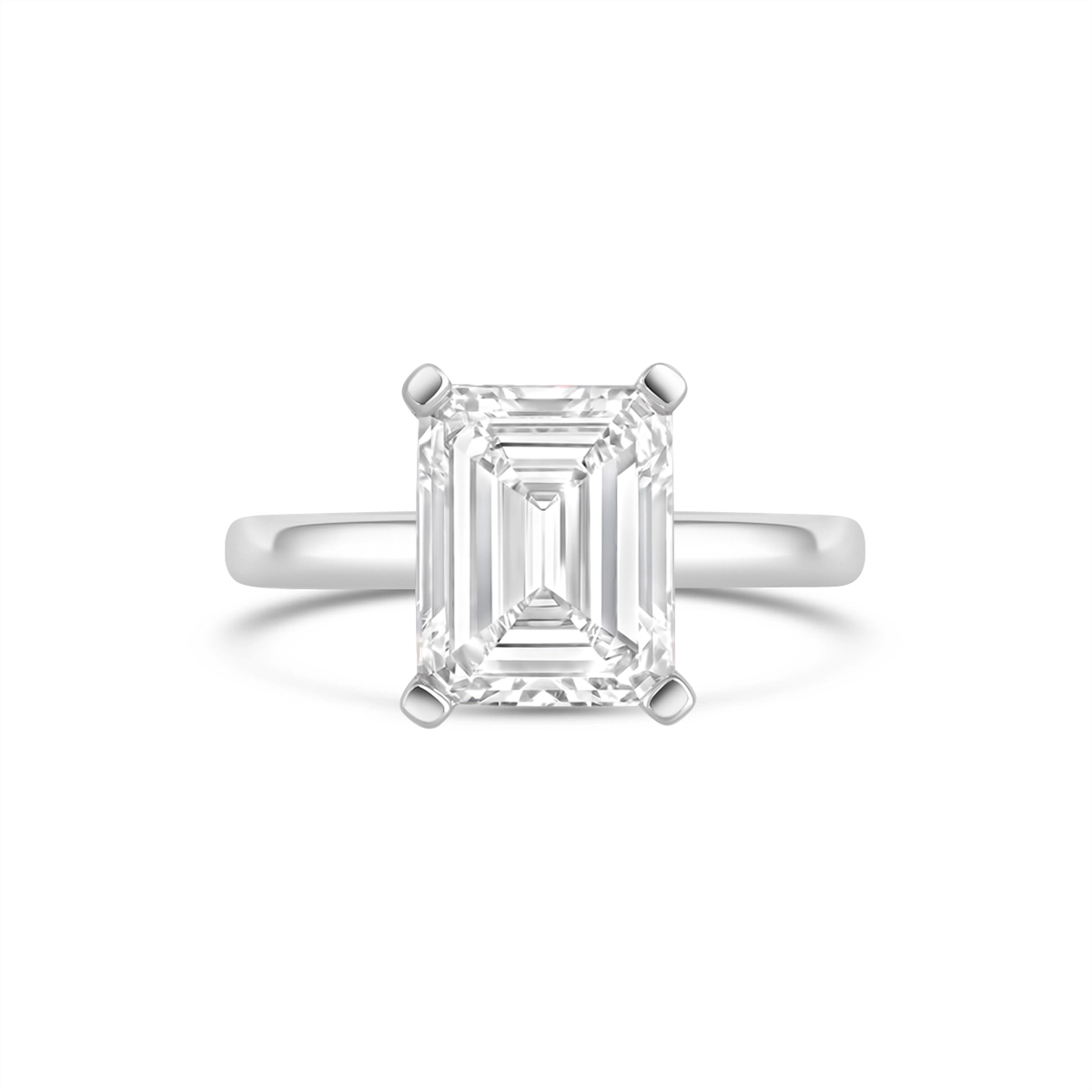 A. Jaffe 14K White Gold Solitaire Ring for Emerald Cut