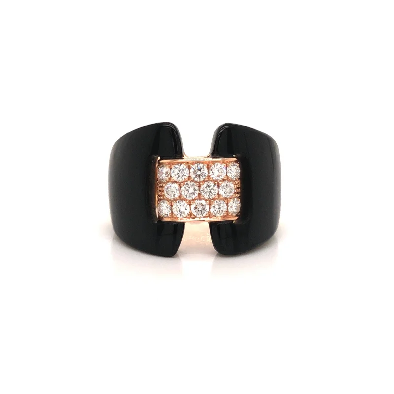 Diamond and Black Agate Ring