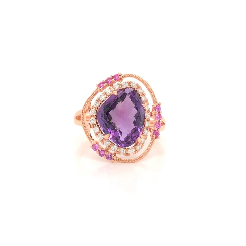 Amethyst and Diamond Fashion Ring