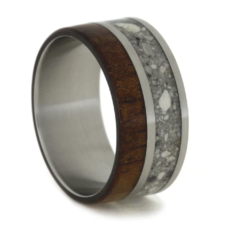 Ave 369 Koa Wood and Your Pet Ashes 11mm Comfort-Fit Matte Titanium Memorial Ring