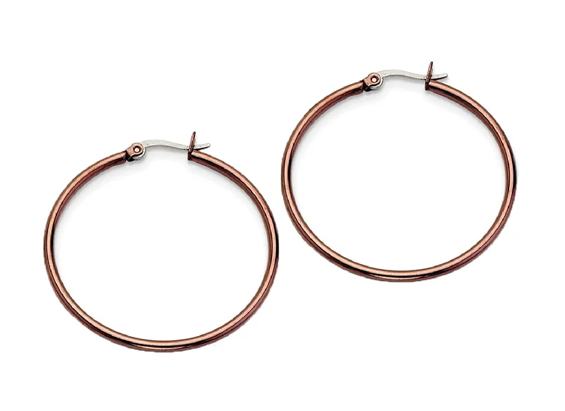 Chocolate IP Hoop Stainless Steel Earrings (40mm)