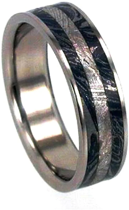 Composite Mokume Gane, Gibeon Meteorite 7mm Comfort Fit Titanium Band, Size 4