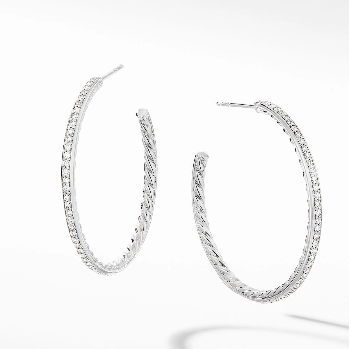 David Yurman Medium Diamond Hoop Earrings