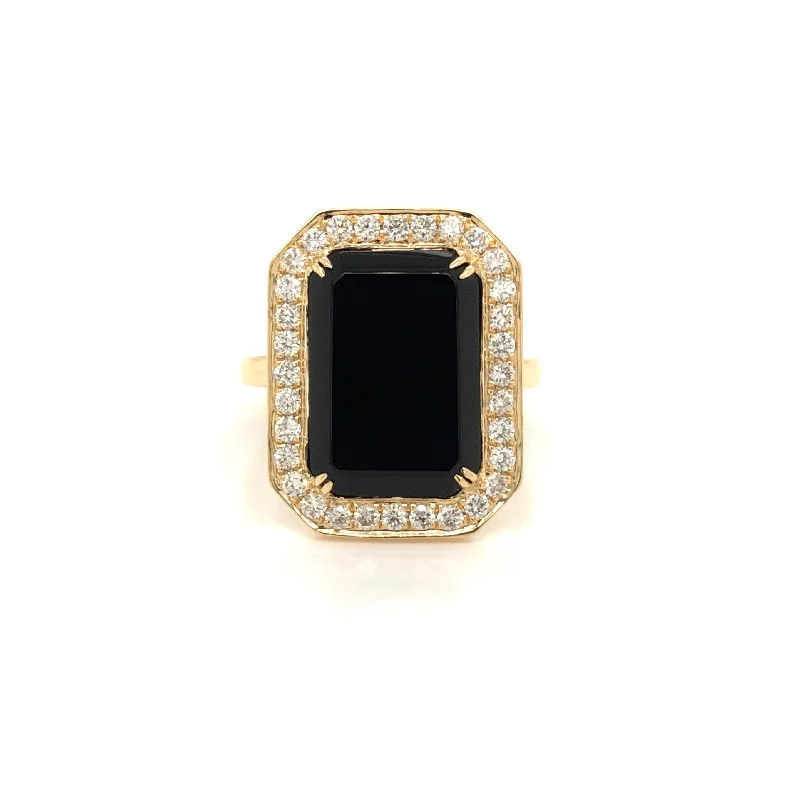 Diamond-Framed Onyx Ring - Doves by Doron Paloma