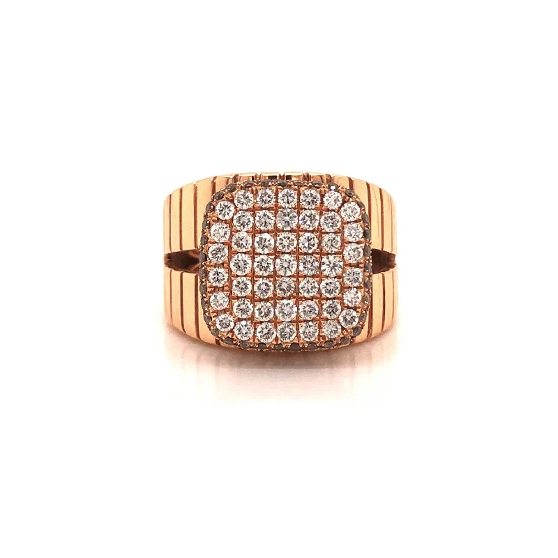 Diamond Square Ring With Black Diamond Frame