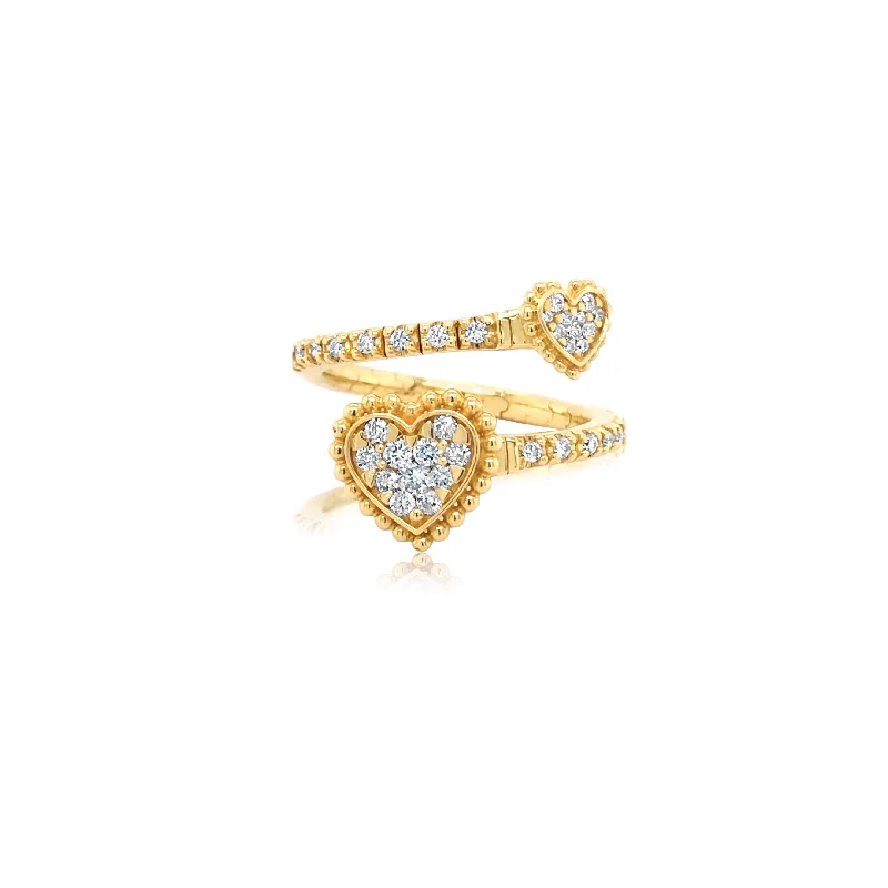 Double Heart Diamond Flex Ring