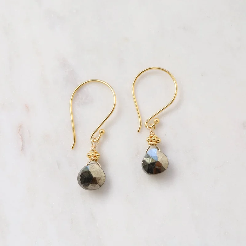 Dark Pyrite Tiny Gold Filled Earring