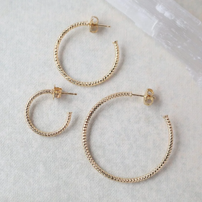 Yellow Gold Plated Sparkle Hoops - 3 Size options