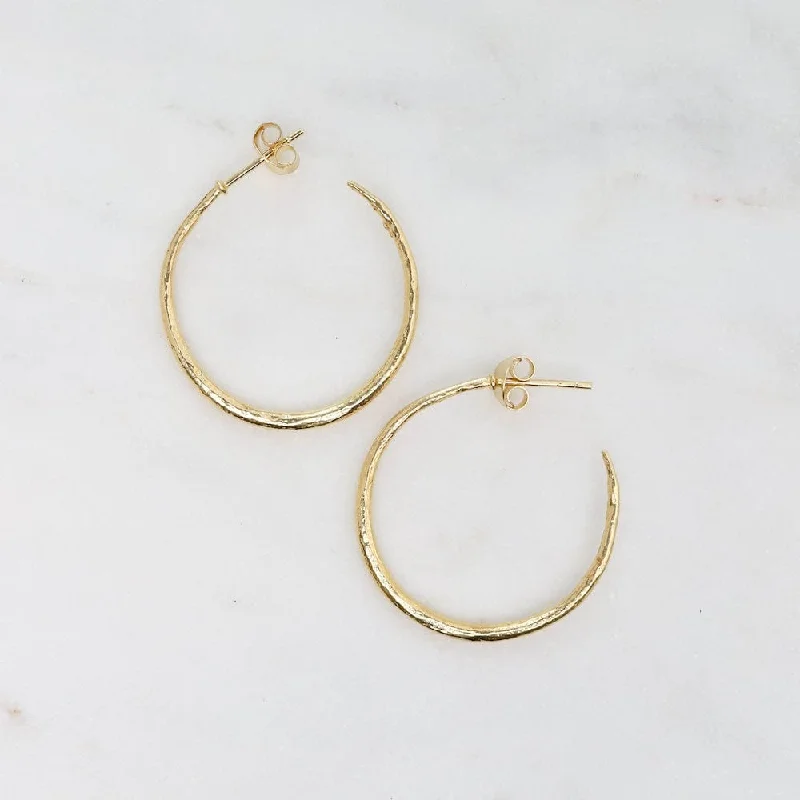 24k Gold Vermeil Brushed Open Hoops