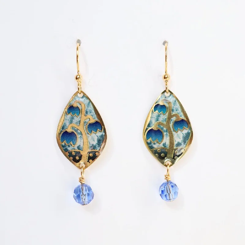 Gold Bell Flower Bellas in Blue Earring