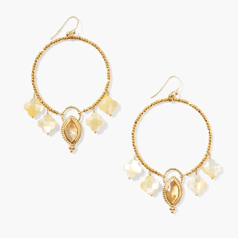 Clover Hoop Earrings Citrine Mix