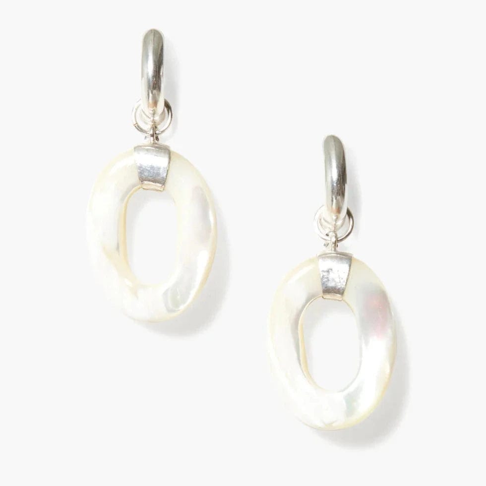 Jordan Hoop Earrings White Mother of Pearl