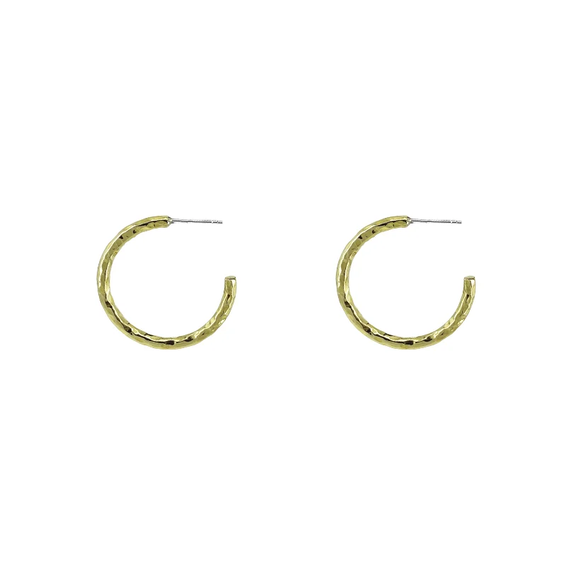 Medium Hammered Brass Hoops