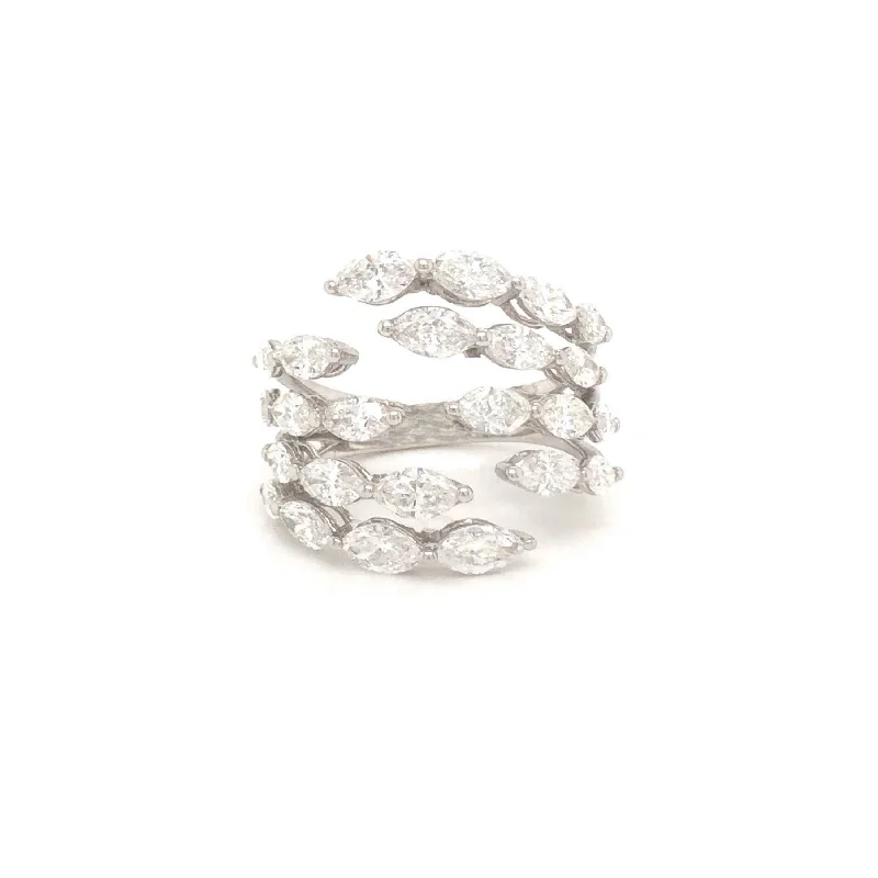 Four Row Marquise-Cut Diamond Ring