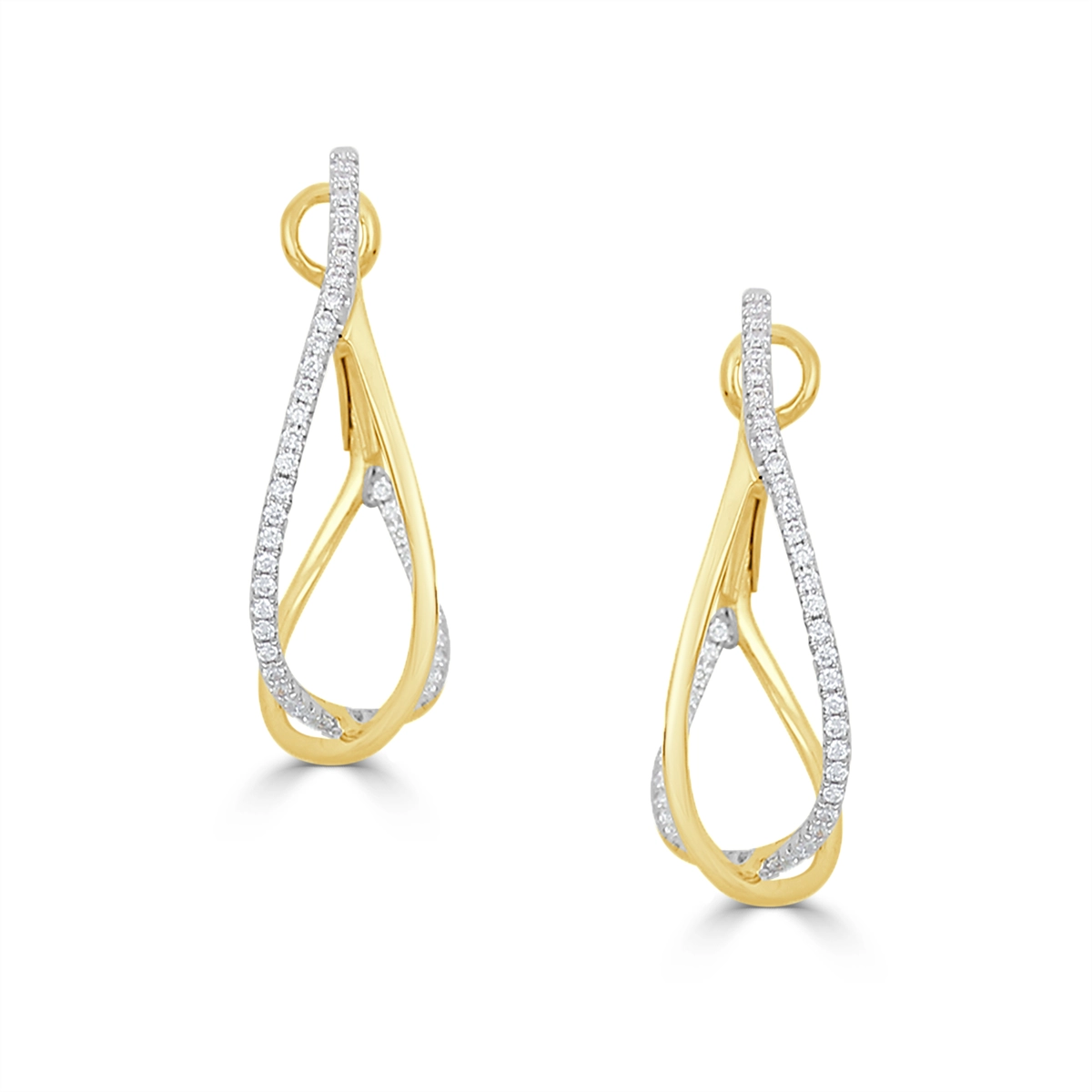 Frederic Sage 14K Yellow Gold Crossover Hoop Diamond Earrings