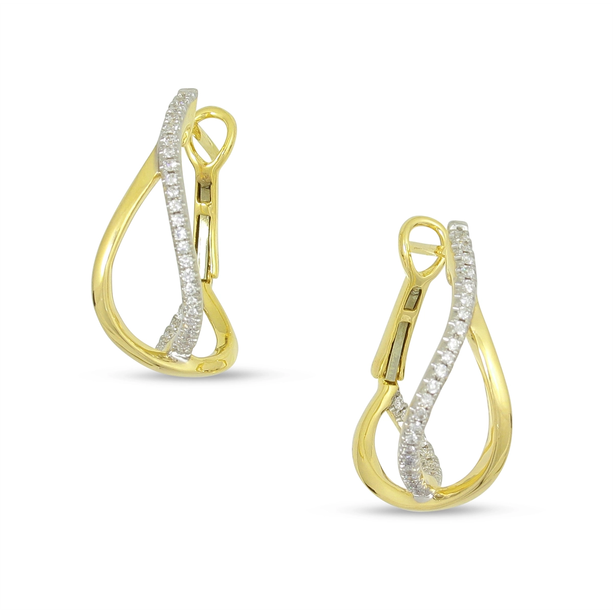 Frederic Sage 14K Yellow Gold Small Crossover Hoop Diamond Earrings