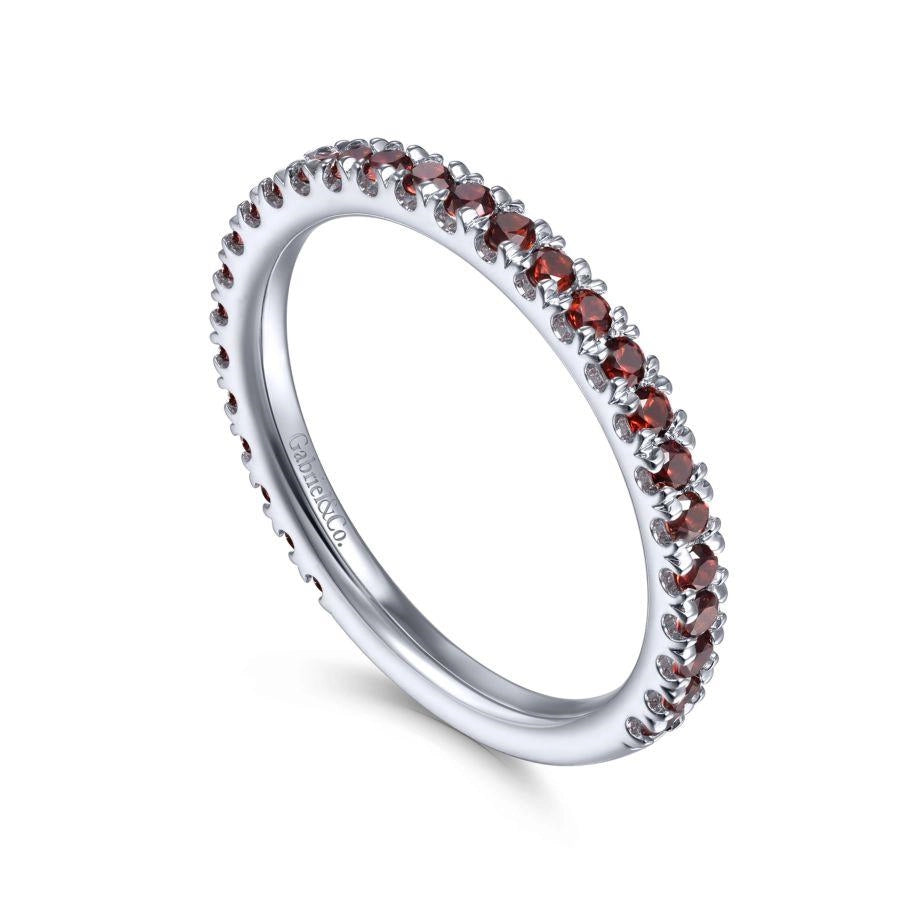 Gabriel & Co. 14K White Gold Garnet Stacklable Ring