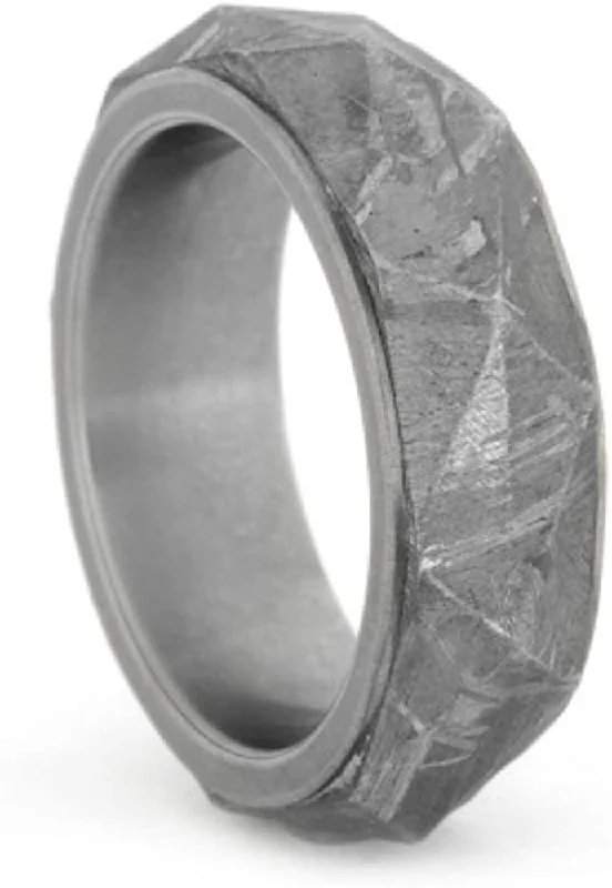 Geodesic Gibeon Meteorite 7mm Comfort-Fit Matte Titanium Band, Size 6.75