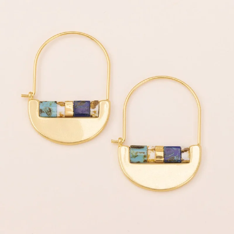 Good Karma Miyuki Crescent Hoops - Indigo/Gold