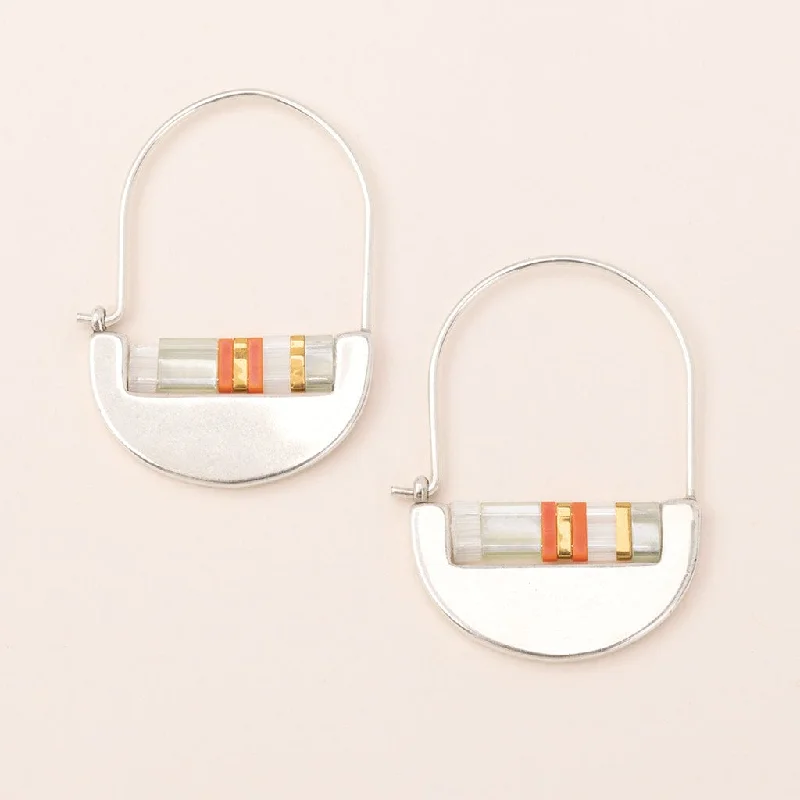 Good Karma Miyuki Crescent Hoops - Mist/Salmon/Silver