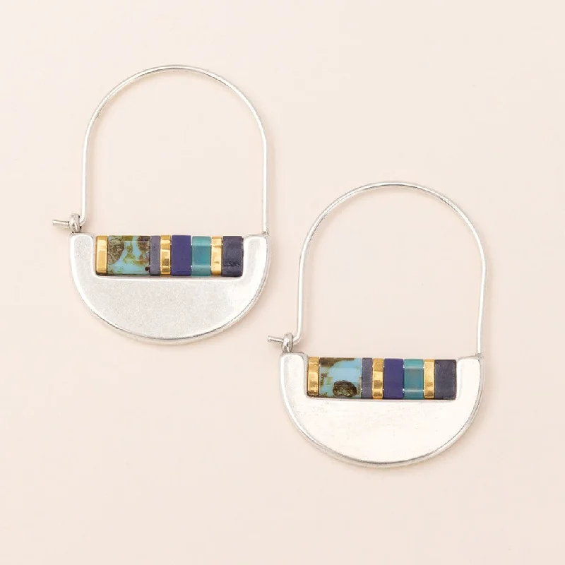 Good Karma Miyuki Crescent Hoops - Cobalt/Silver