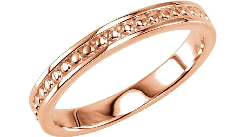 Granulated Raised Edge 2.75mm 14k Rose Gold Stacking Band, Size 9