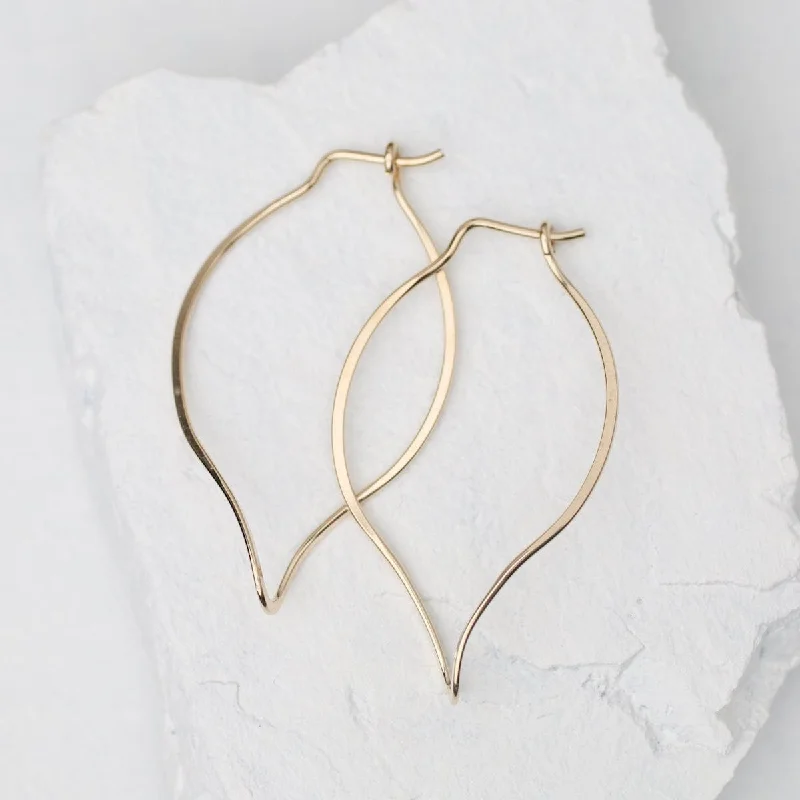 Leaf Hoop Earrings Gold Filled