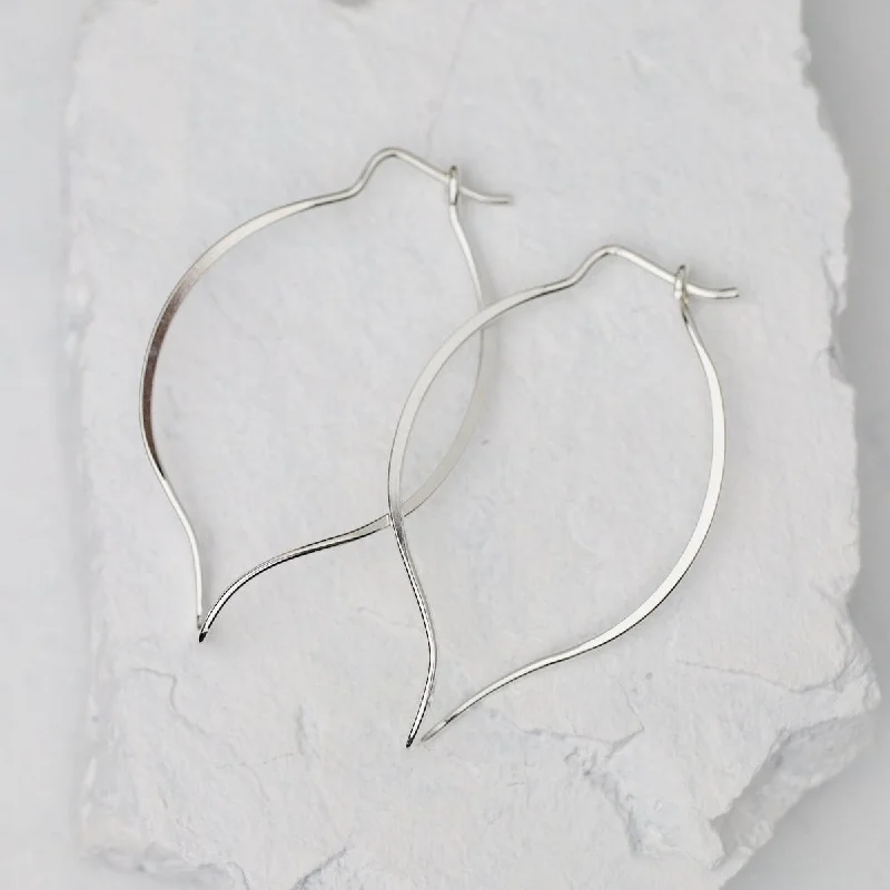 Leaf Hoop Earrings - Sterling Silver