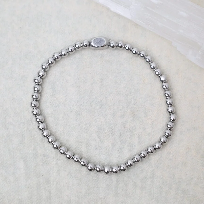 4mm Plain Ball Bracelet in Stainless Steel