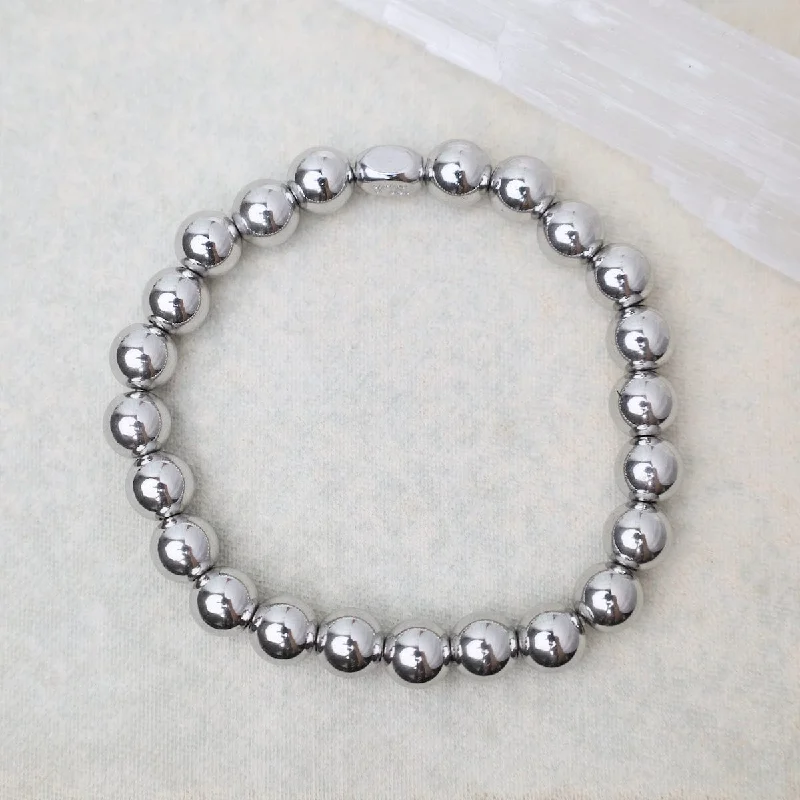 8mm Plain Ball Bracelet in Stainless Steel