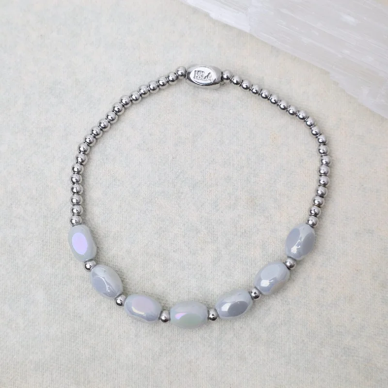 Meet Me Half Way Pop Of Color Bracelet in Glacier Grey & Stainless Steel