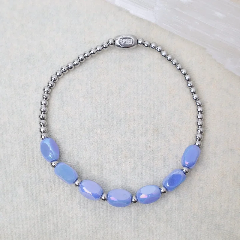 Meet Me Half Way Pop Of Color Bracelet in Periwinkle Water & Stainless Steel